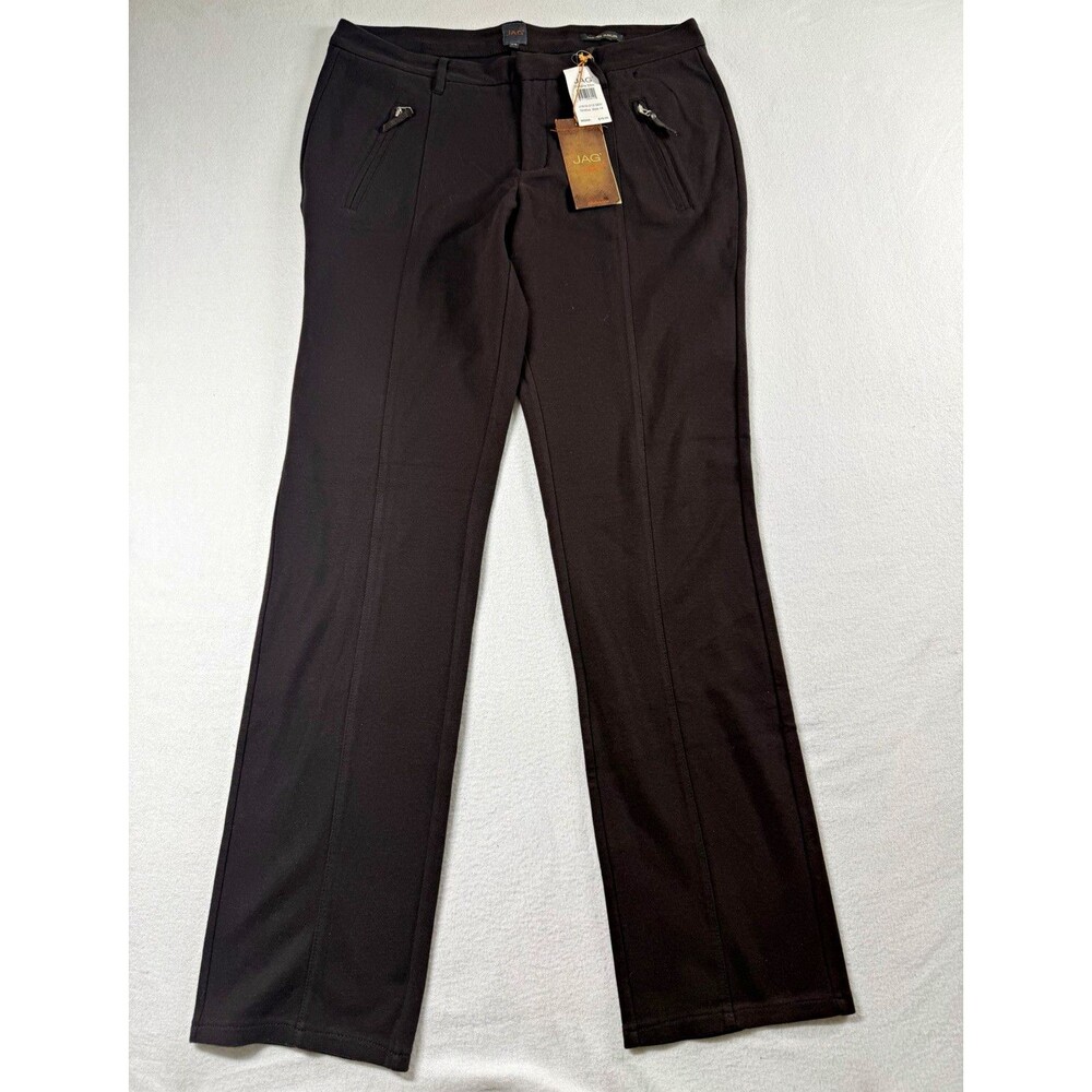 JAG Womens Dress Pants Size 14 Black Cotton Knit Low Rise Slim Straight $79 575